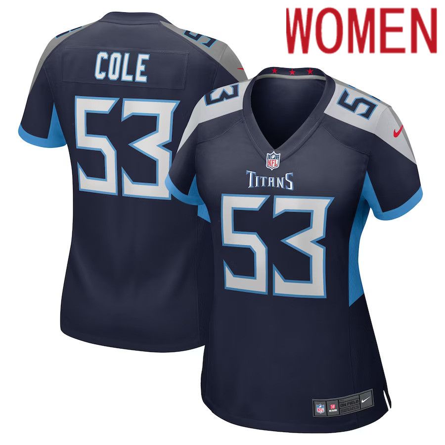 Women Tennessee Titans 53 Dylan Cole Nike Navy Game Player NFL Jersey